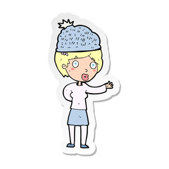 sticker of a cartoon woman wearing winter hat
