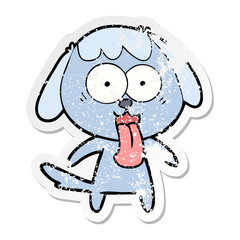 distressed sticker of a cute cartoon dog