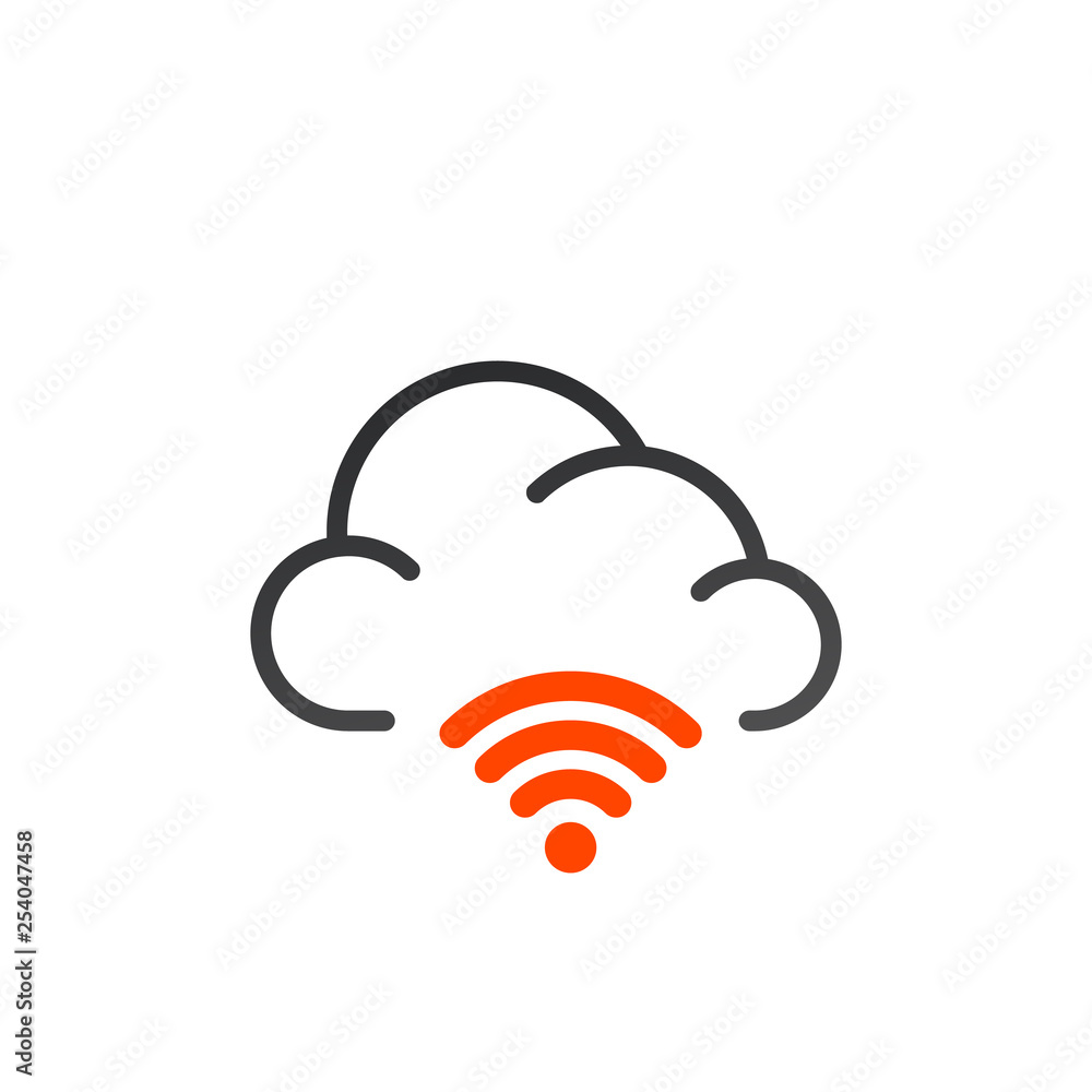 Poster cloud wifi icon to use in web and mobile ui. vector illustration isolated on white background.