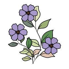 beautiful flowers decorative icon