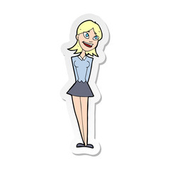 sticker of a cartoon happy woman