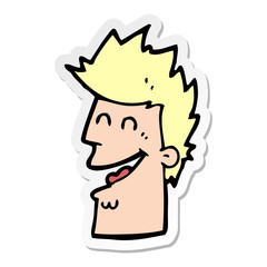 sticker of a cartoon happy man