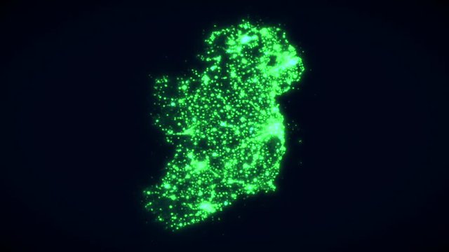 Animated Green Flickering Twinkling Lights of Ireland from Space for St Patrick's Day