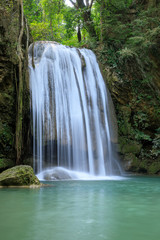 Fototapeta na wymiar Erawan Waterfall tier 3, in National Park at Kanchanaburi, Thailand