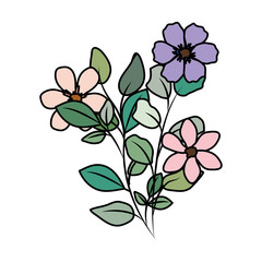 beautiful flowers decorative icon