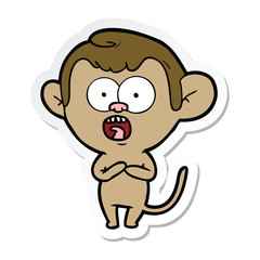 sticker of a cartoon shocked monkey