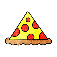 quirky hand drawn cartoon slice of pizza