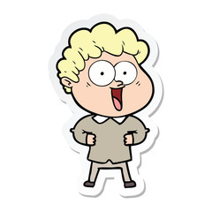 sticker of a cartoon happy man