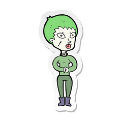 sticker of a cartoon zombie girl