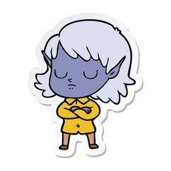 sticker of a cartoon elf girl