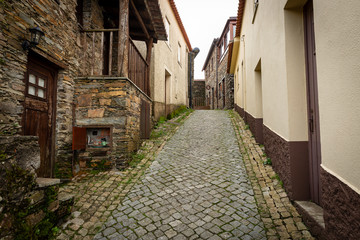 Fototapeta na wymiar a street in Aigra Nova Schist Village (municipality of Gois), Coimbra, Portugal