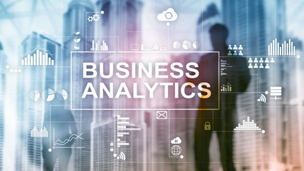 Business analytics concept on double exposure background.