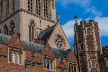 Cambridge City, United Kingdom - Exploring campus of Cambridge and its colleges on a summer day. Conceptual image of education and tourism.