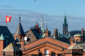 The skyline of Hamburg Germany from the Unesco World Heritage