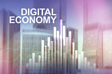 DIgital economy, financial technology concept on blurred background.
