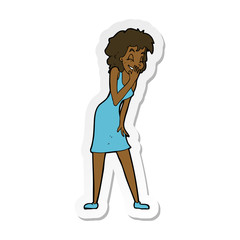 sticker of a cartoon woman laughing