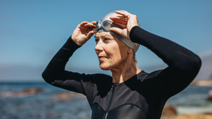 Portrait of a senior woman swimmer