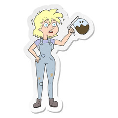sticker of a too much coffee cartoon