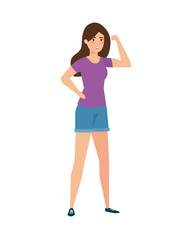 strong woman arm signal