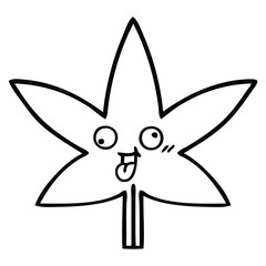 line drawing cartoon autumnal leaf