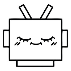 line drawing cartoon robot head