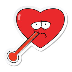 sticker of a cartoon love sick heart