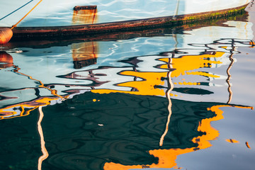 Colorful Reflections of the Boats on the Water