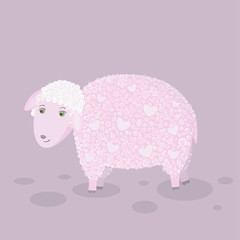 Lilac sheep with hearts