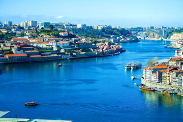 Fototapeta premium City landscape, view of the city from the upper point. Porto, Portugal, February, 2018