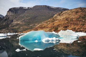Icebergs on a sunny day.