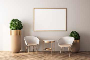 Modern living room with poster