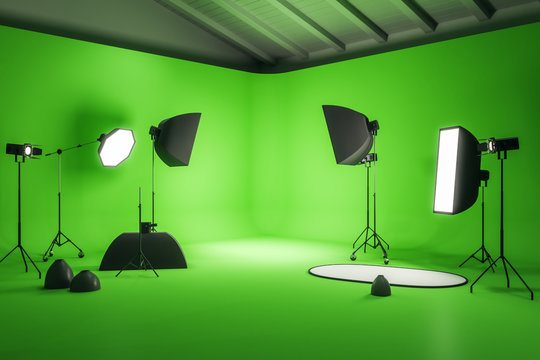 Modern green photo studio