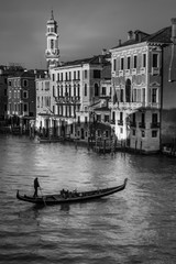 Grand Canal and Gondola - Venice (B&W)