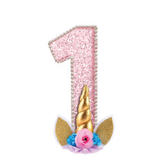 NUMBER 1 // MONOGRAM ALPHABET- UNICORN 3D ALPHABET 