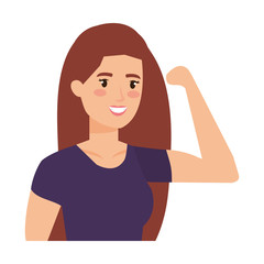 strong woman arm signal