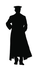 Nazi Germany soldier with rifle vector silhouette illustration. SS officer in battle. WW2 warrior in occupied Europe. Second world war. 