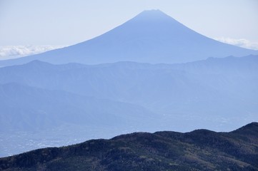 国師ヶ岳より遠望富士山