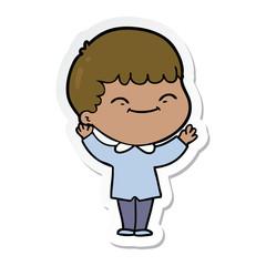 sticker of a cartoon happy boy