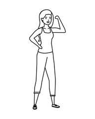 strong woman arm signal