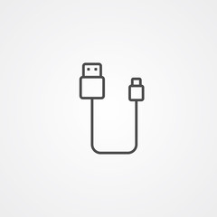 Usb cable vector icon sign symbol