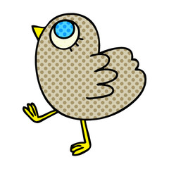 quirky hand drawn cartoon yellow bird