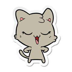 sticker of a happy cartoon cat
