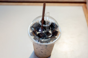 grass jelly milk tea
