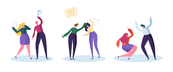 Drinking Problem and Domestic Violence Concept. Abusive Angry Husband Character Punching Hitting Frightened Wife. Global Social Relationship Issue. Flat Cartoon Vector Illustration