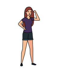 strong woman arm signal