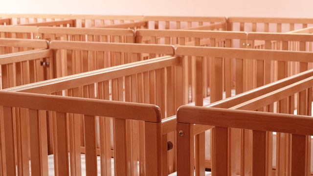 Cribs Infant Beds In Maternity Hospital Or Kindergarten Day Nursery