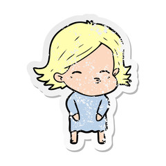 distressed sticker of a cartoon woman