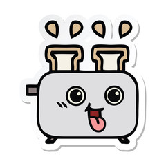 sticker of a cute cartoon of a toaster