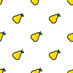 Vector isolated pear seamless pattern fruit on transparent background