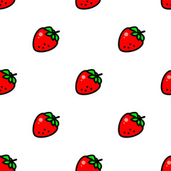 Vector isolated strawberry seamless pattern fruit on transparent background